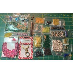 Mixed Bead & Jewelry Making Supplies Set with Keychain Charm Accessories